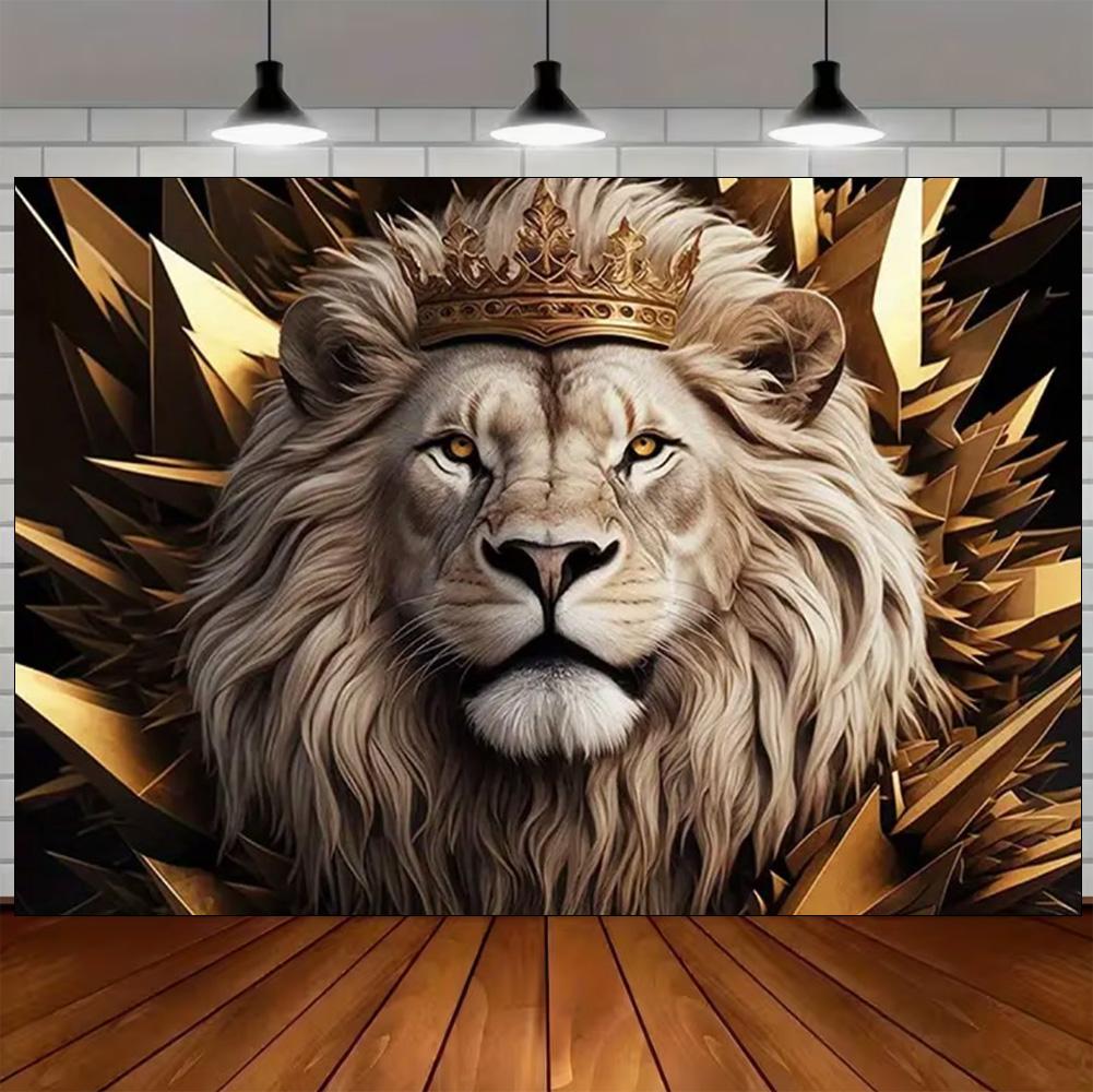 Luxury White Lion Backdrop Supplies White and Gold Regal Animal Background Birthday Photozone Party Decoration Photography Props