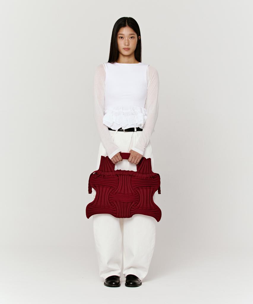 Pleatsmama Big Bow Bag Burgundy