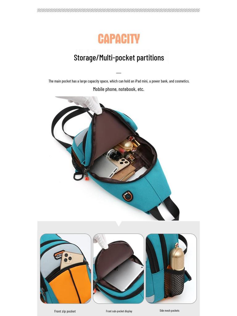 Unisex Multifunctional Chest Bag: Wear As Double-shoulder, Single-shoulder, or Crossbody; Versatile Small Niche Design.