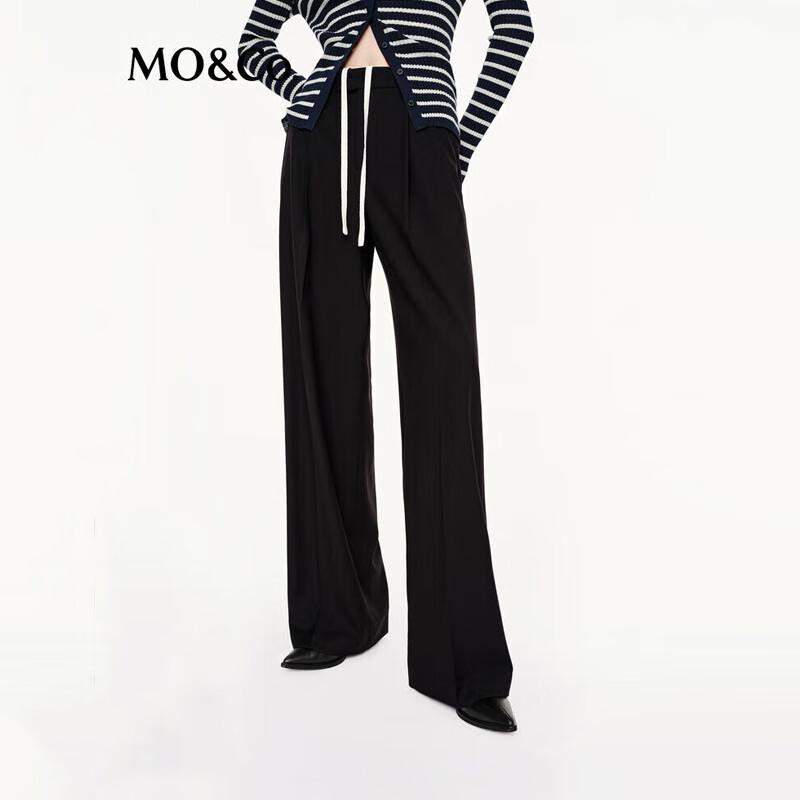 MO&Co. Drawstring High-Waist Straight-Leg Trousers