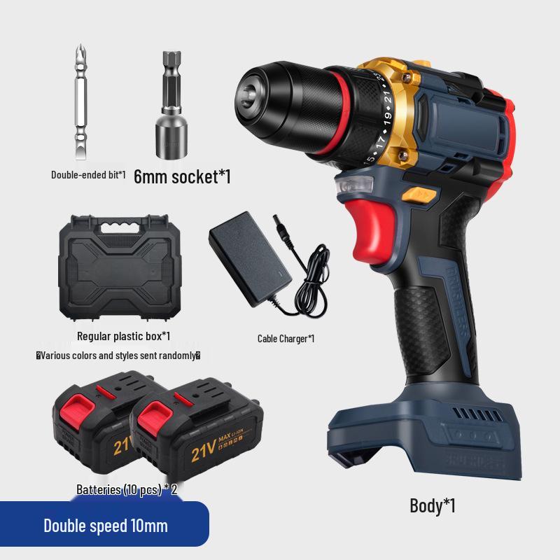 Cross 21V Lithium Battery Hand Drill Screwdriver - Multifunctional Electric Impact Tool
