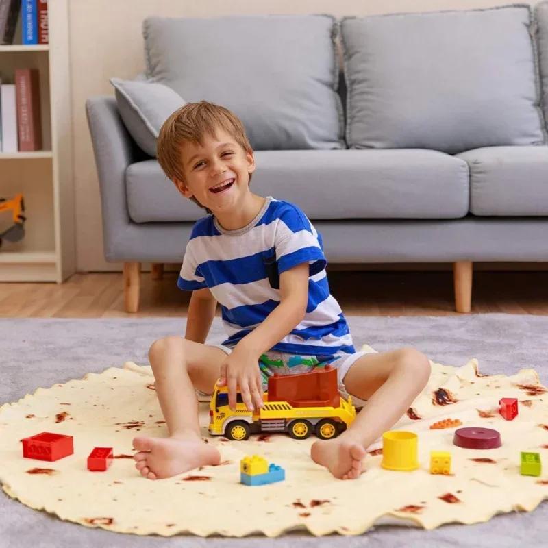 Multi-size Funny Round Corn Tortilla Blanket Soft Warm Throw Blanket for Sofa, Office, Bed, Camping Traveling Flannel Blankets
