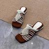 Fashion Summer French Retro Style Woven Sandals Female Slippers Explosions Selling Outdoor Wear-resistant Fashion High Heels Slippers.