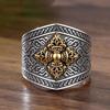 New Retro Cross Vajra Ring Men's Trendy Hip-hop Retro Style Single Ring Jewelry