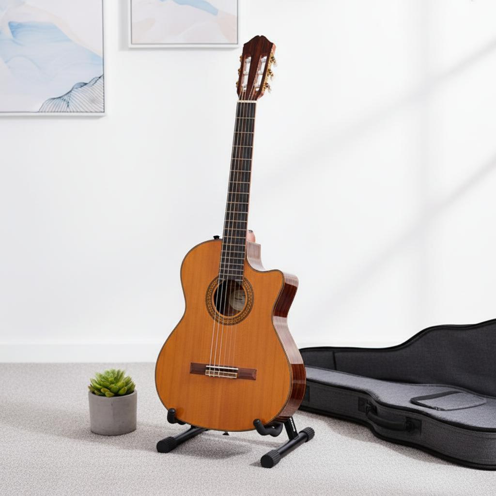 Folding Guitar Stand No Assembly Required V-Shaped Guitar Stand Instrument Storage Portable Music Accessory Space-Saving