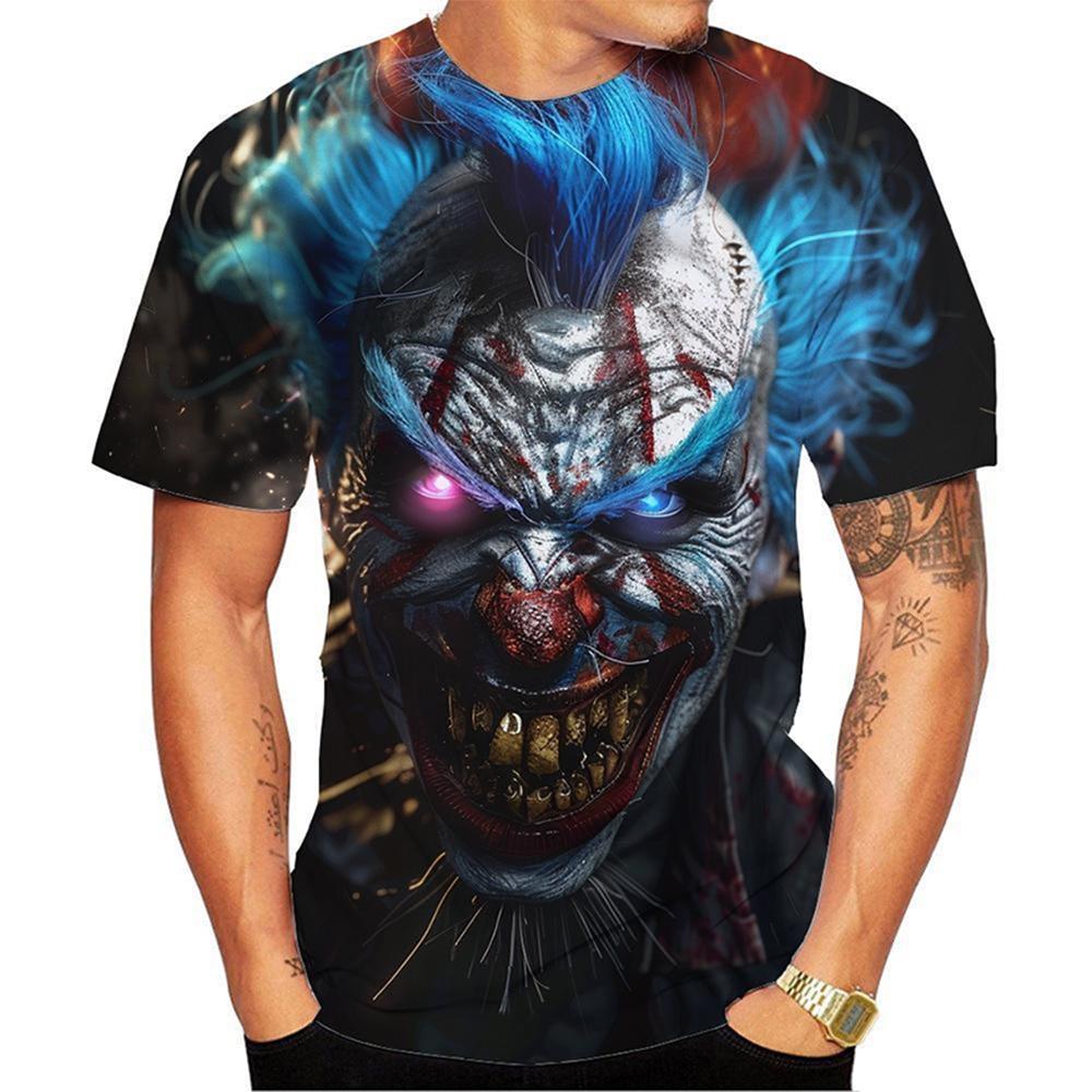 

Fashionable Men s Clown Pattern 3D Printed T-shirt, Trendy Harajuku Alternative Personality Short Sleeved Top Outdoor Fun Party O Collar Streetwear 4XL