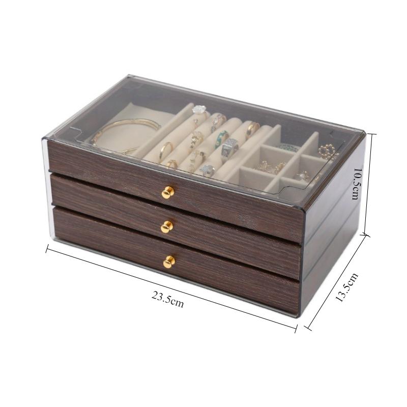 

Acrylic Jewelry Display Box Transparent Rings Showcase Case Ring Holder Eardrop Storage Boxes Household Earrings Organizer Cases