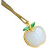 Apple Natural Hetian Jade Pendant Necklace: S925 Sterling Silver, Gold-Plated, Inlaid, Retro National Tide Style, for Women.
