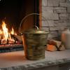 Fireplace Ash Bucket Large Capacity Pail Portable Set for Outdoor Copper