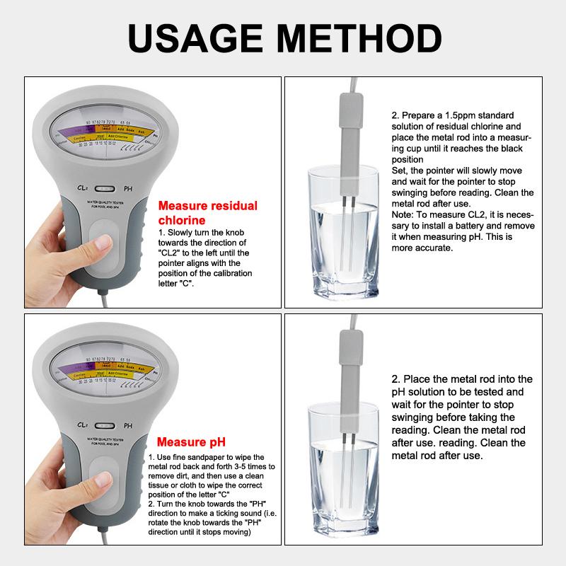 2 In 1 Ph Chlorine Meter Ph Cl2 Tester Swimming Pool Aquarium Water Quality Testing Tools Chlorine Measuring Device