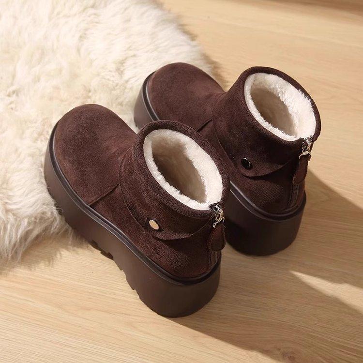 

[Youshilai] Thick-soled heightening Boken cotton shoes for women s 2025 autumn and winter new velvet thermal short snow cotton boots 40 темно-коричневого