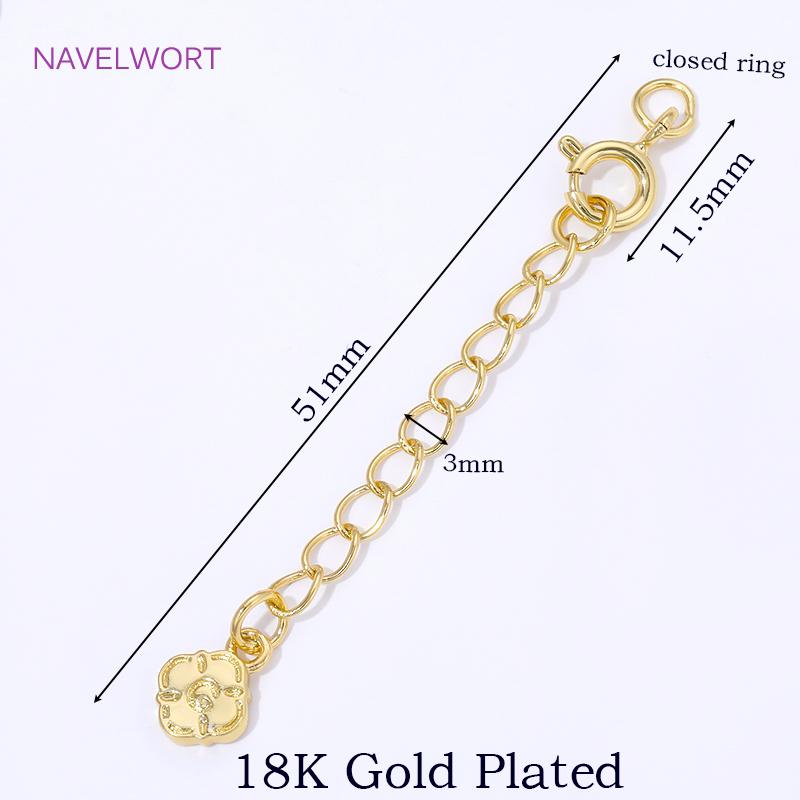 

18K Gold Plated Extension Chains For Jewelry Making,Extended Tail Chain With Spring Clasps Connectors,DIY Bracelets Accessories 1 Piece