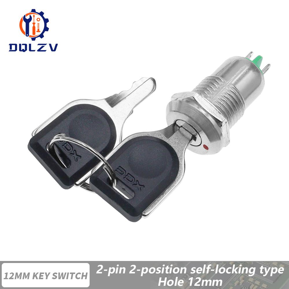 

Electronic Key Switch Rotary 12mm 2 Position 1A Zinc Alloy 2 Keys 1PC ON OFF Phone Lock Security Power Button Tubular Terminals 1PCS