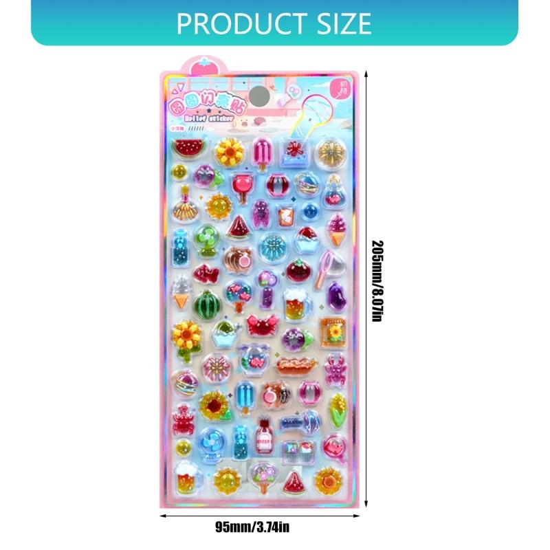 Cartoon Embossed PVC Sticker for Kid Wall Door Scrapbooking Journal Planner Phone Case Laptop Children Reward Sticker