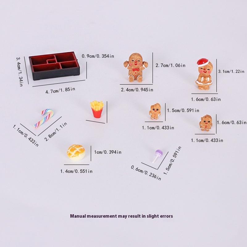 8/10Pcs Dollhouse Miniature Food Toy Candy Stick Biscuit Man Model Christmas Scene Box Ornaments Diy Decoration