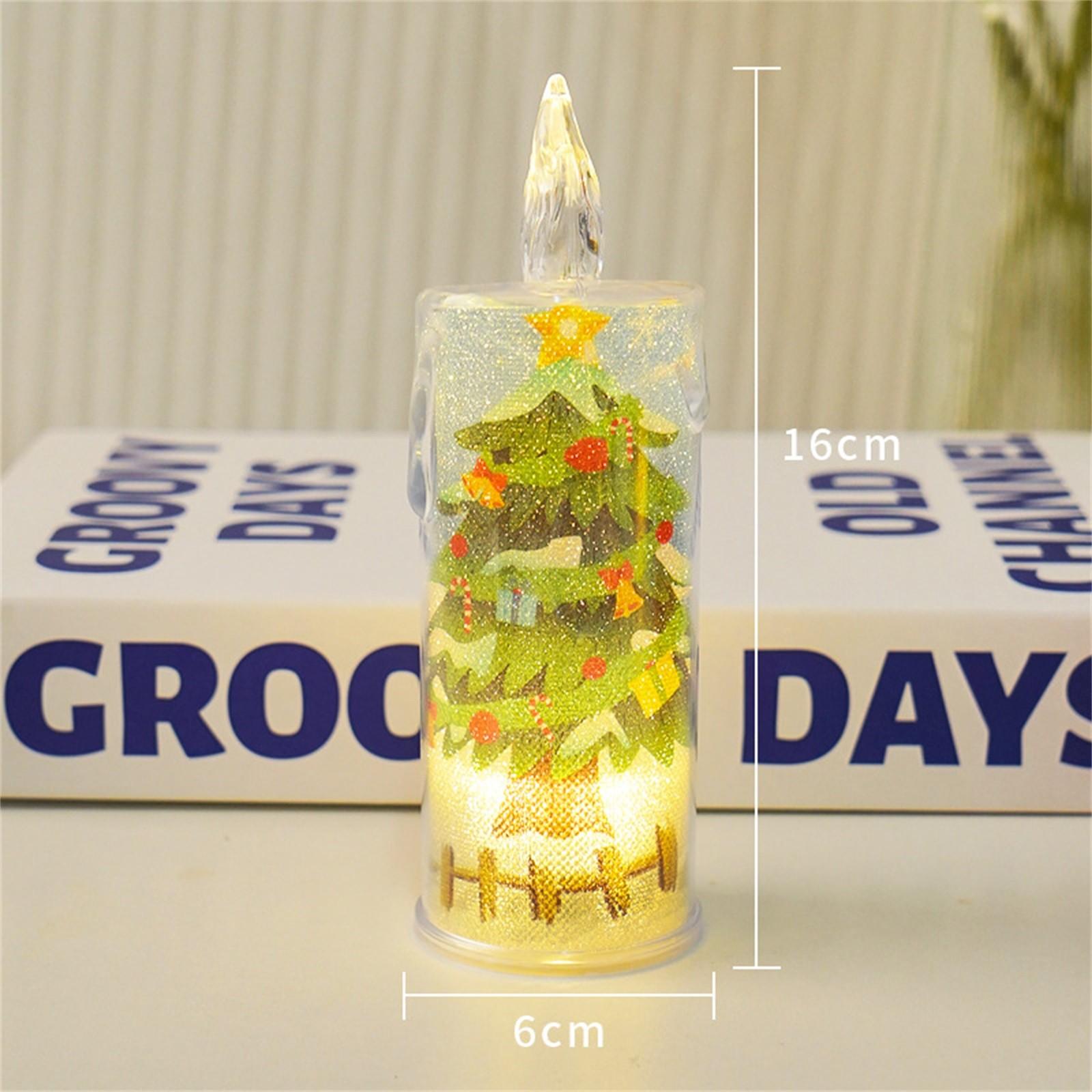 

Рождественская свеча светодиодная электронная свеча атмосферное украшение со встроенным печатным свечным светильником праздничное украшение One Size