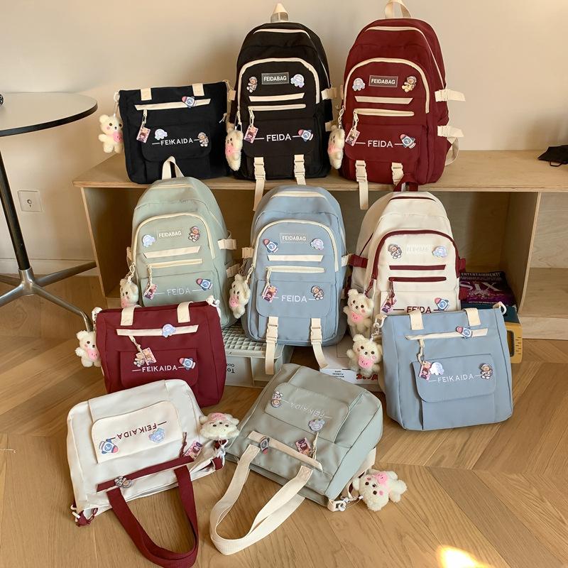Fashion junior high school students schoolbag large capacity backpack fashion flow crossbody backpack