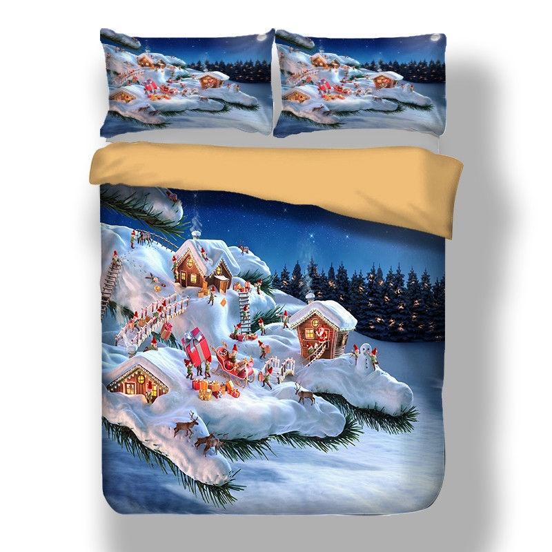 

Рождественский пододеяльник наволочки комплект пододеяльника Санта Клаус постельное белье B,Twin