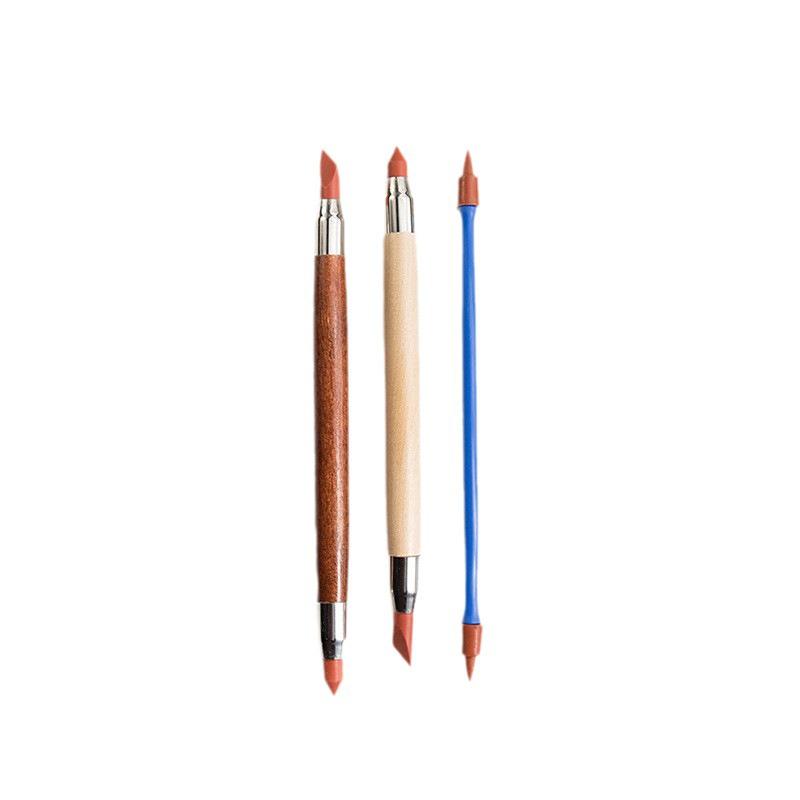 3-Piece Double-Headed Clay Tool Set: Rubber Pen, Polymer Clay, Carving Knife