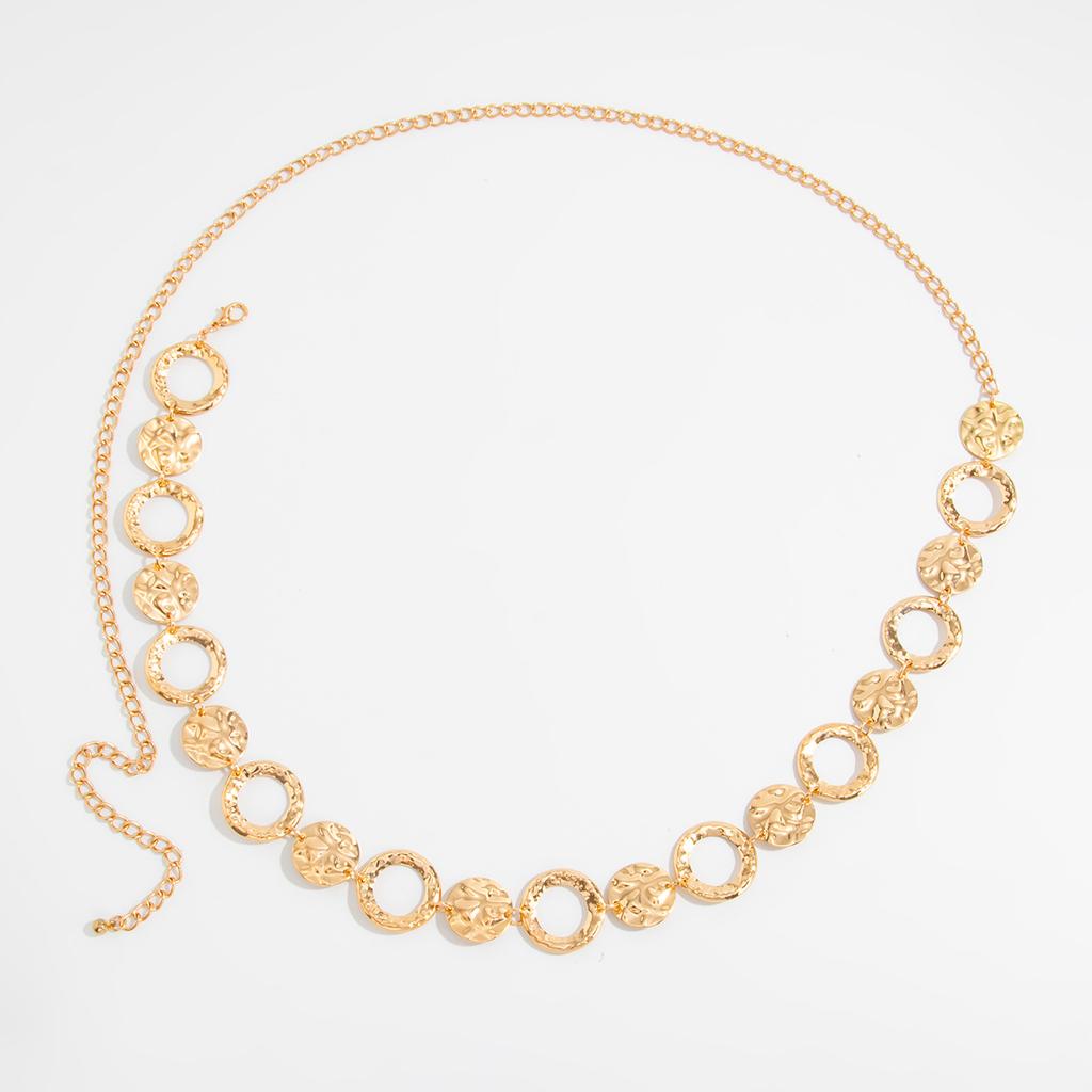 Simple Wind Metal Hollow Circular Splicing Waist Chain, Personalized Fashion Geometric Belt Body Chain