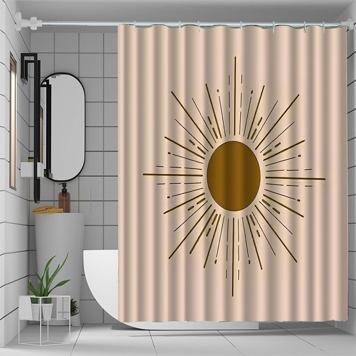 

Elegant Sunburst Shower Curtain, Polyester Woven Bath Decor With Hooks,All-Season Artistic Bathroom Accessory, Bathroom Curtains W60H190(CM)-1 Pcs