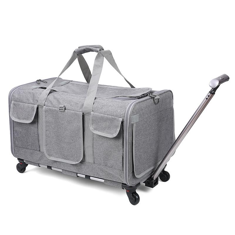 Foldable Pet Trolley: Breathable Cat & Dog Carrier