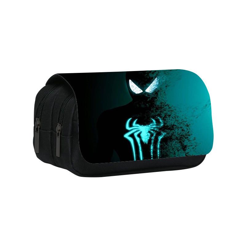 Spiderman Cartoon Style Nylon Pencil Organizer With Multiple Compartments For School Supplies