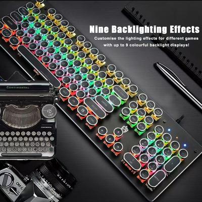 104-Key Wired Mechanical Keyboard Blue Switch Ergonomic Design RGB Backlight Multiple Lighting