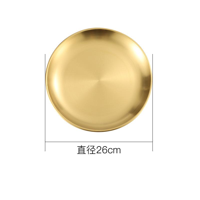 Stainless Steel Round  Food Storage Tray Korean Style Steak BBQ Buffet Plates Durable Thicken Shallow Dishes Kitchen Tools