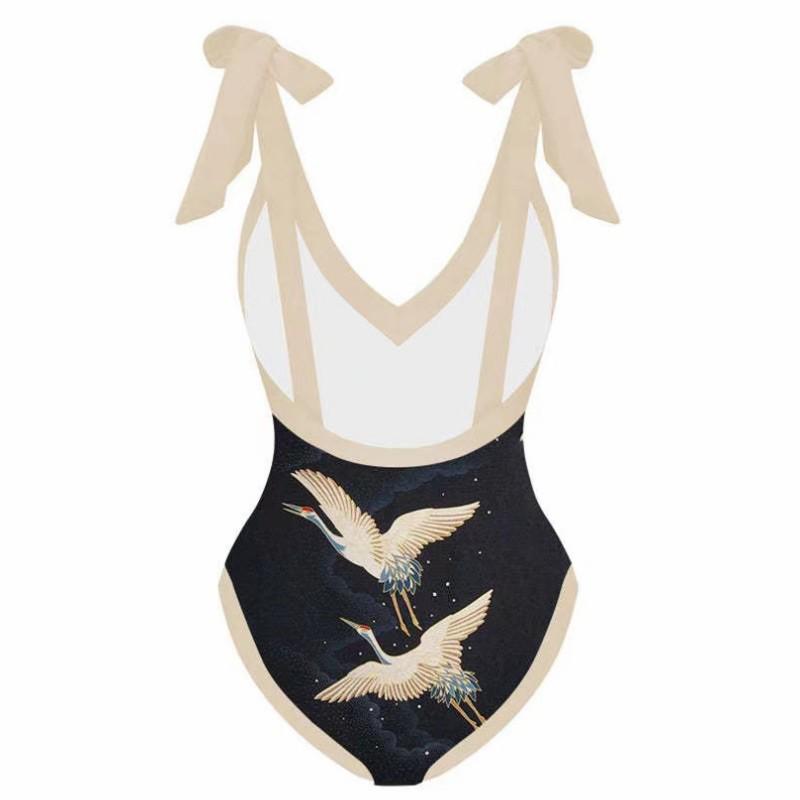 2024 European & American One-Shoulder Backless Maxi Bikini Dress with Sun Protection