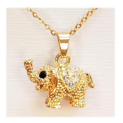 [R8121] - Golden White 'Elephant' Designer Necklace - 18x10 Mm