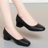 Autumn Square Head Soft Sole Thick Heel Long Standing Not Tired Flight Attendant Work Shoes Interview Shoes Women Single Shoes Work Commuter Women's S