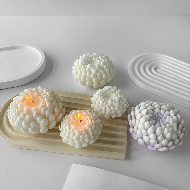 Moule Bougie Fleur de Chrysanthème en Silicone pour Diffuseur en Plâtre Fabrication de Savon Moule Flexible pour Artisanat Fait Maison et Décoration Intérieure