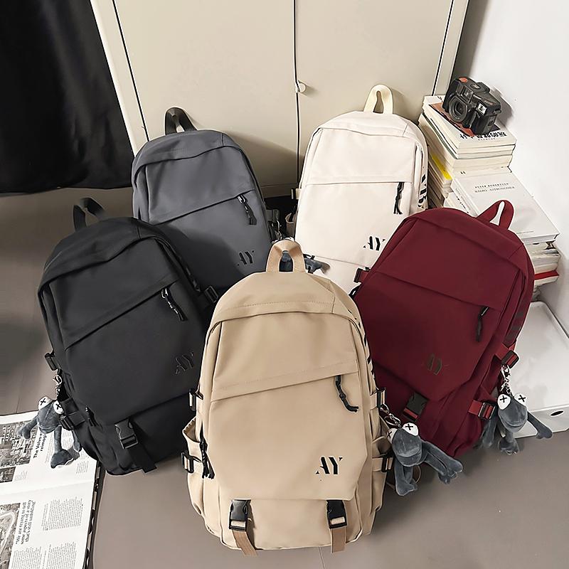 Student Schoolbag Couple Solid Color Backpack Lightweight Large Capacity Backpack