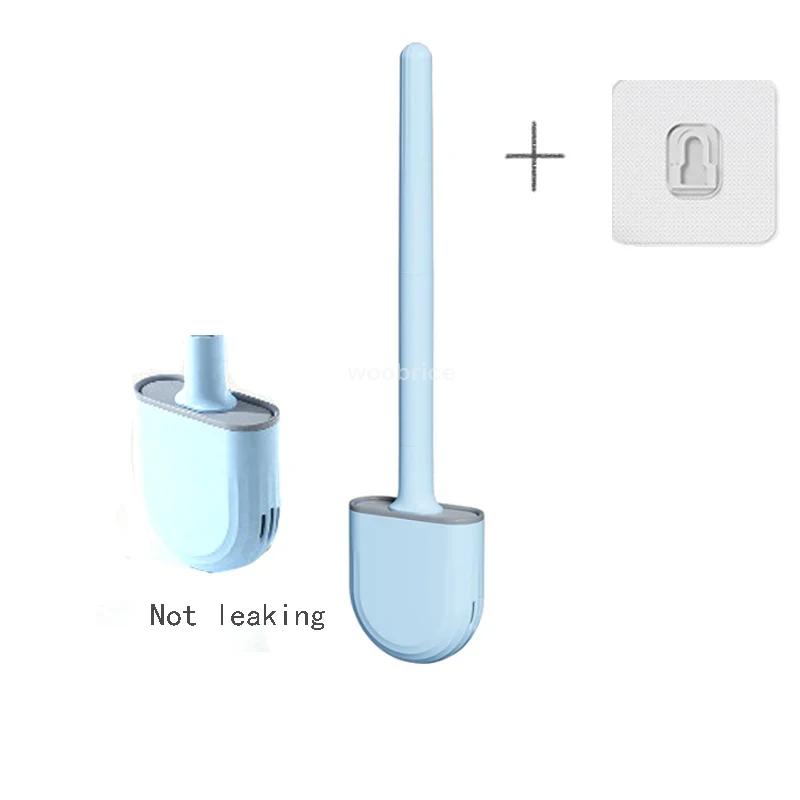 Wandhängende Toilettenbürste mit Halter, langstielige Silikon-Toilettenbürste, weiche Borsten, WC-Reinigungsbürste, Badezimmerzubehör