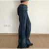 Patchwork Pockets Jeans Korean Fashion Low Rise Casual Straight Denim Pants Distressed Y2k Trousers for Women Basic Solid Color Jean