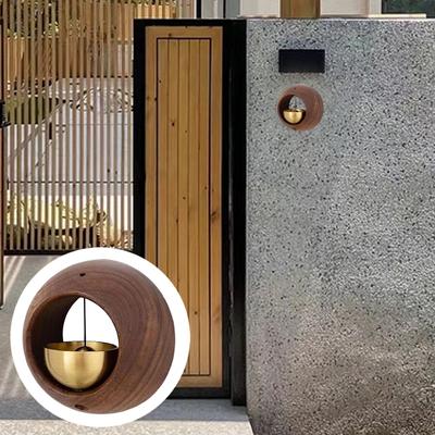 Wood Brass Shopkeepers Bell Loud Sound Front Door Hanging Bell Wind Chime Magnetic Door Opening Doorbell Home Office Shop Entrance Decoration
