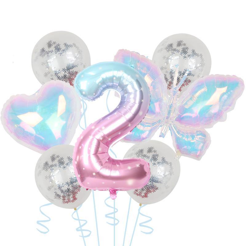Colorful Transparent Butterfly Balloon Color Sequins Latex Set One Year Old 40 Inch Starry Sky Digital Birthday Party Arrangement