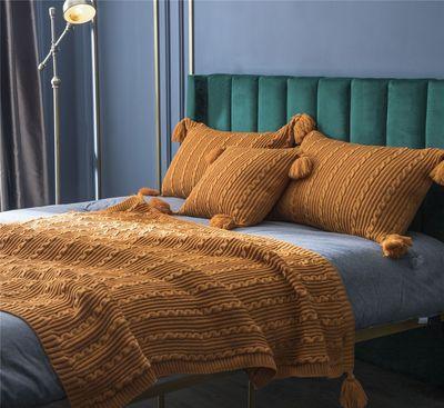 Ins Knitted Woolen Blanket Simple Shawl Casual Take Towel Model Room Pillow Pillowcase Cover Blanket