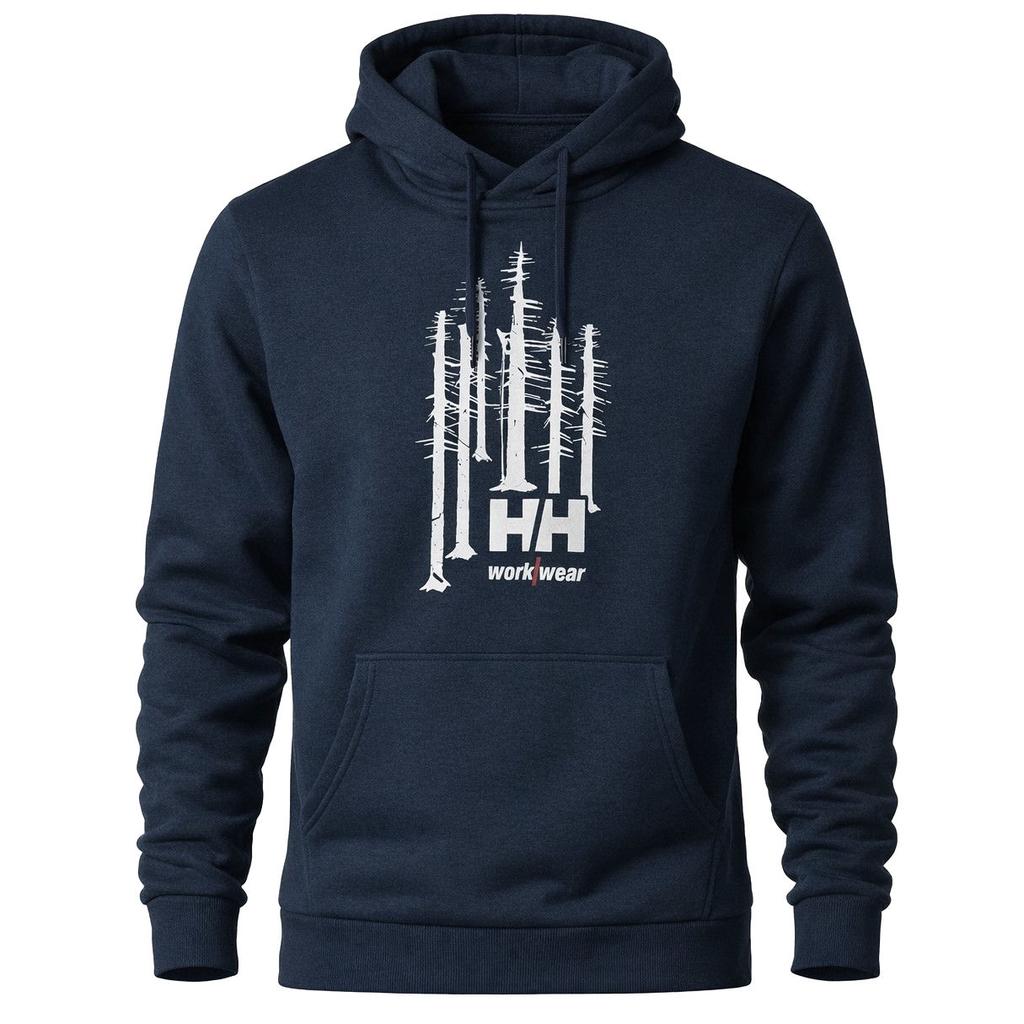 Pánská mikina s kapucí a potiskem Helly Hansen Námořnická modrá 79264-590 XXL