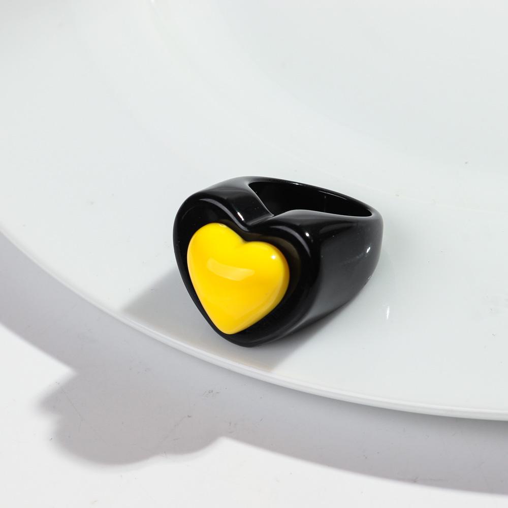 Cute Chunky Heart Acrylic Finger Rings for Women Trendy Multicolor Resin Love Bowknot Stack Ring for Women Party Jewelry Gifts