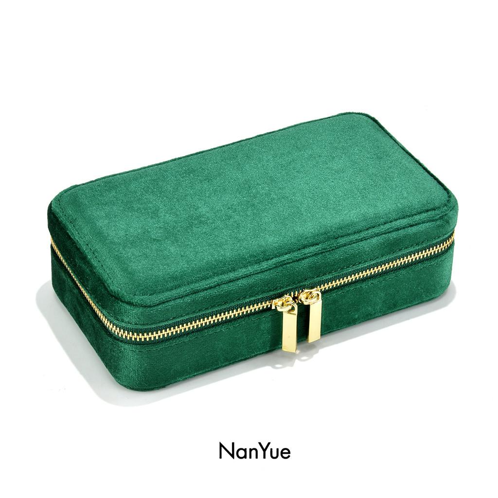 Velvet Jewelry Organizer For Rings And Earrings With Zipper Closure For Home Storage
