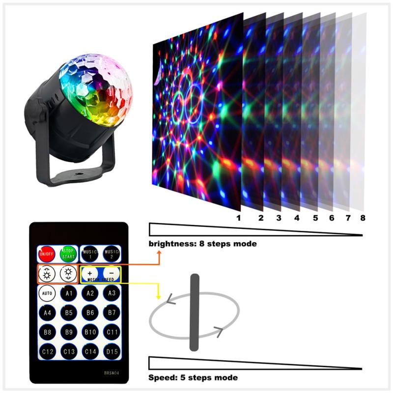 15-Farben-LED-Bühnenlicht, kleine Magic Ball Disco Ktv Stroboskoplampe mit Fernbedienung, mehrere