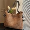 Boho Chic Große Gewebte Stroh-Tragetasche für Damen, Pendler-Handtasche, Schultertasche, Perfekt für Frühlingsausflüge, Strandtasche,