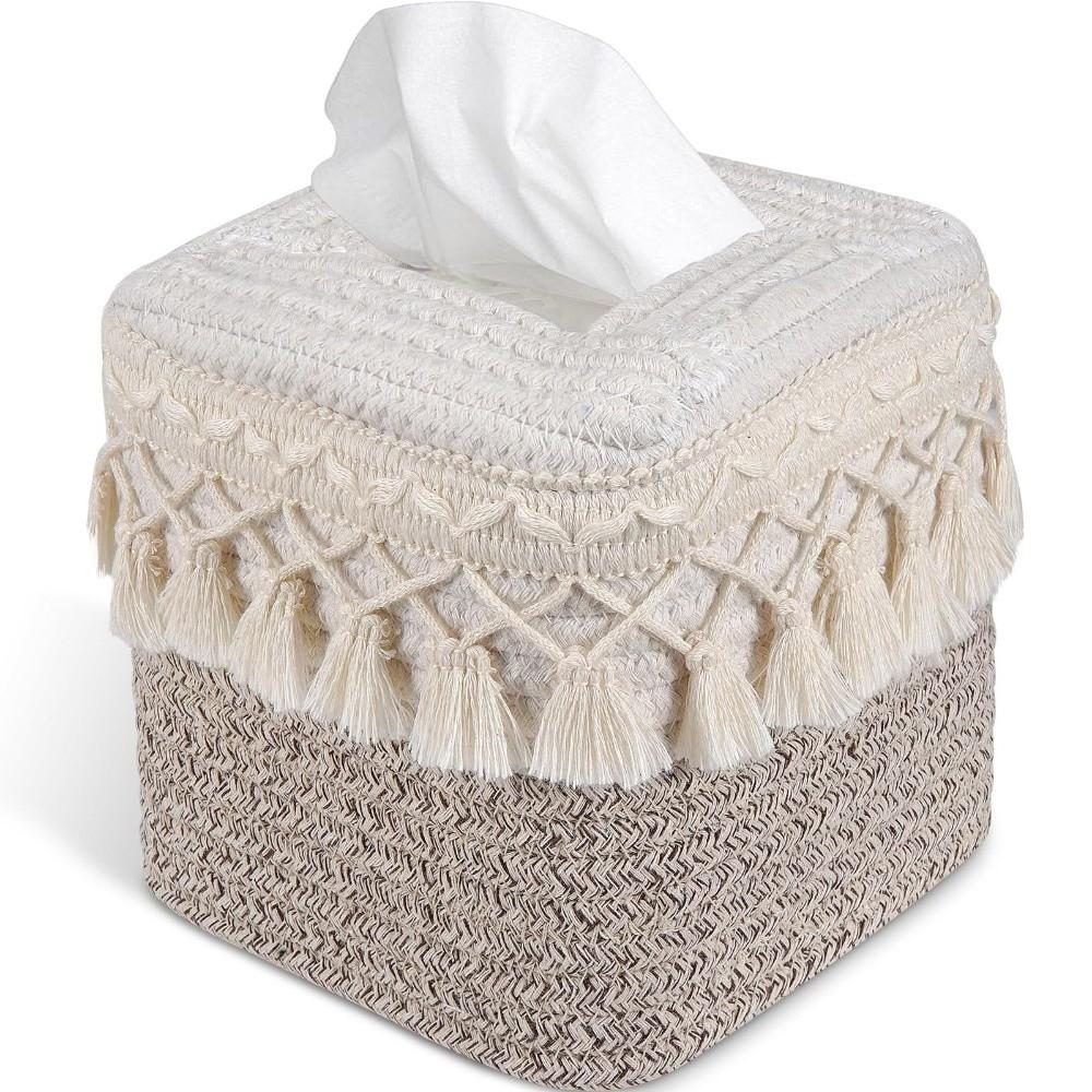 Cotton Thread Minimalist Tissue Box Rustic Roll Holder Storage Rack Toilet Paper Box Dining Room