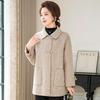 Mother's High-End Wool Coat for Middle-Aged & Elderly Women - Double-Sided, Mid-Length, Autumn/Winter Lapel Jacket