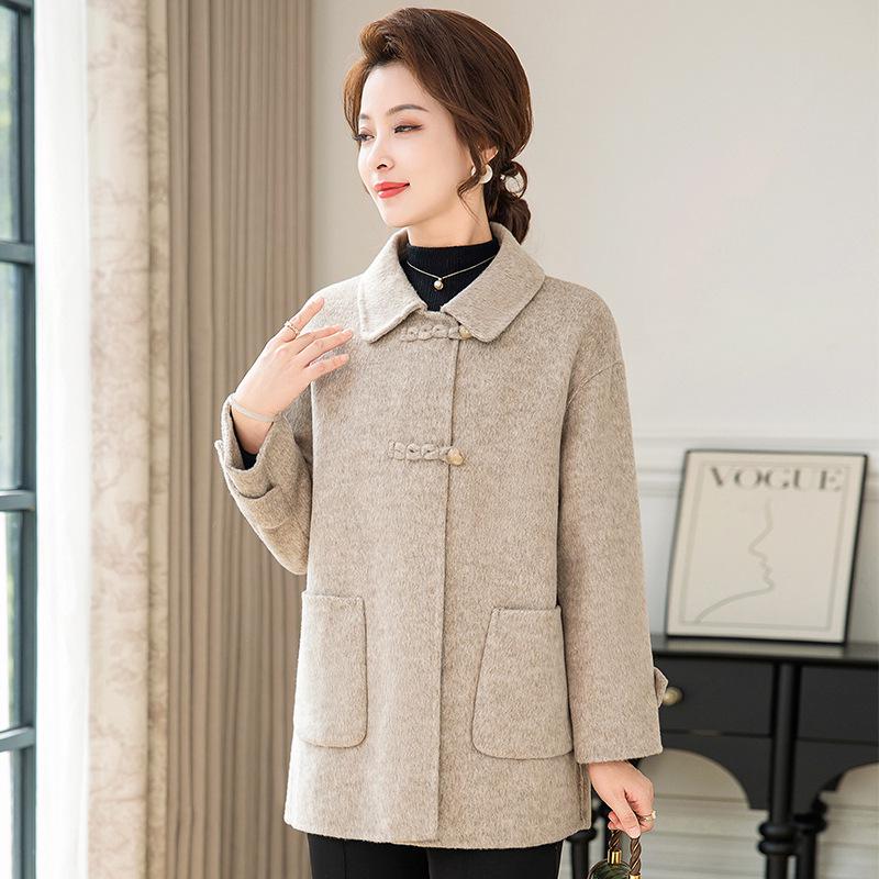 

Mother s High-End Wool Coat for Middle-Aged & Elderly Women - Double-Sided, Mid-Length, Autumn/Winter Lapel Jacket L (130-160 jin) верблюд