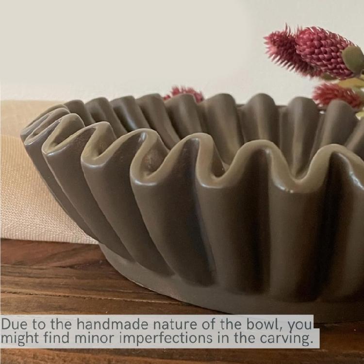 Durable Resin Decorative Bowl Living Room Modeling Coffee Table Bookshelf Decors Fruit Bowl Fluted Ruffle