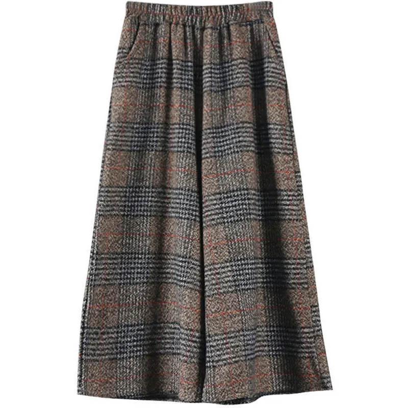 Pants for Women Elastic High Waist Long Trousers Plus Size Skirt Pants Thickened Stretchy Solid Colour Versatile Casual Wide Leg Pants