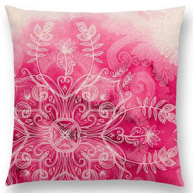 Neu Wunderschönes Blatt Blume Herrliches Florales Doodle Buntes Dekoratives Muster Mandalas Auto Kissenbezug Sofa Überwurf Kissenbezug